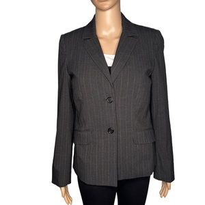 Parallel women long sleeve black stripe suit blazer jacket size 6